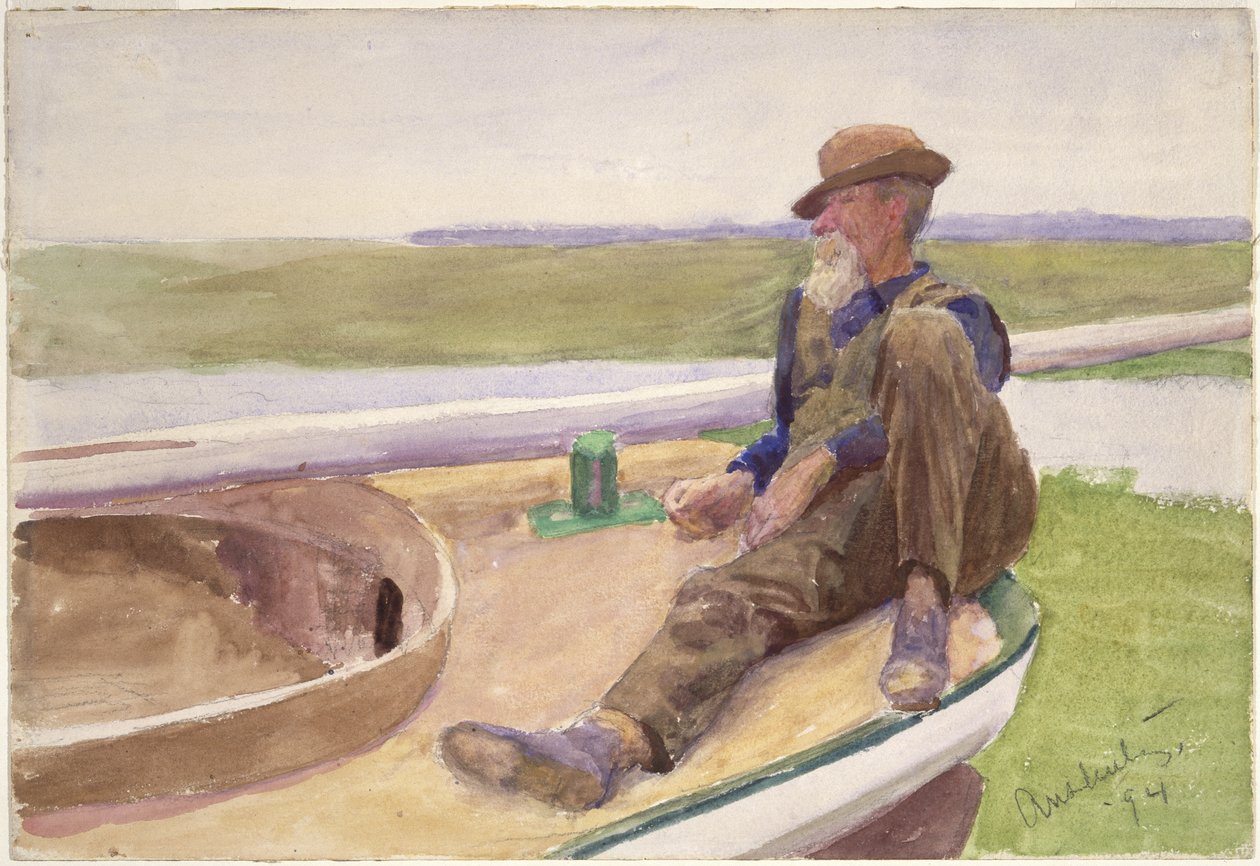 Ember a csónakban, 1894 (wc papíron) alkotó: Thomas Pollock Anschutz