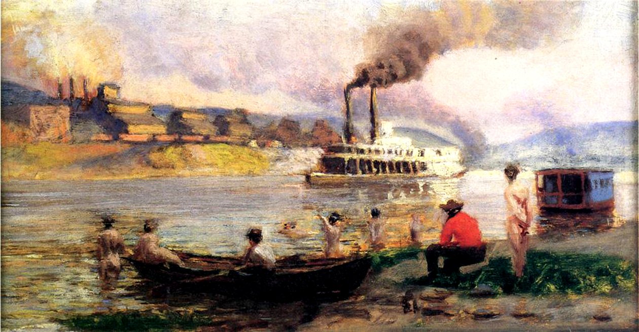 Gőzhajó az Ohio államban, 1900 körül alkotó: Thomas Pollock Anschutz