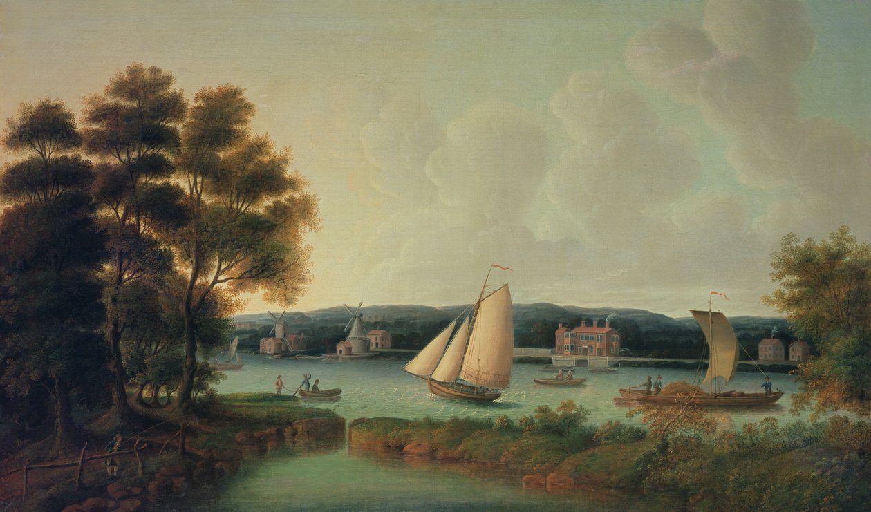 Az Union Yacht a Battersea-nél, 1750 körül alkotó: Thomas Priest