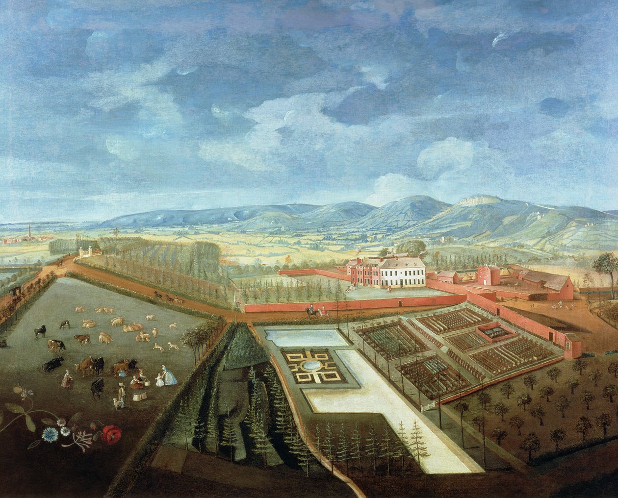 Panorámás kilátás a Charlton Parkra, 1745 körül (a részletekért lásd 18173) alkotó: Thomas Robins