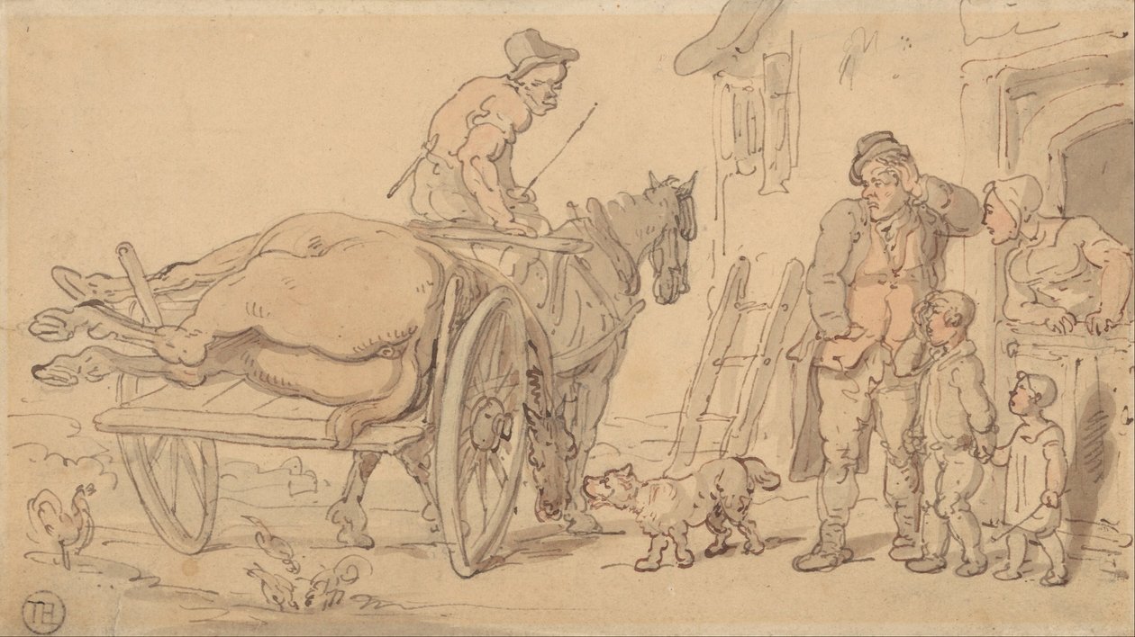 Egy döglött ló kopogós kocsin alkotó: Thomas Rowlandson