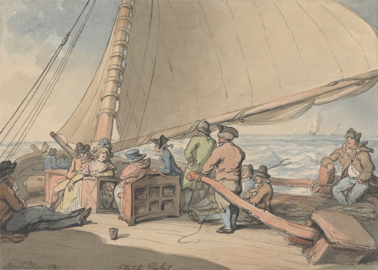 Egy holland csomag emelkedő szellőben alkotó: Thomas Rowlandson