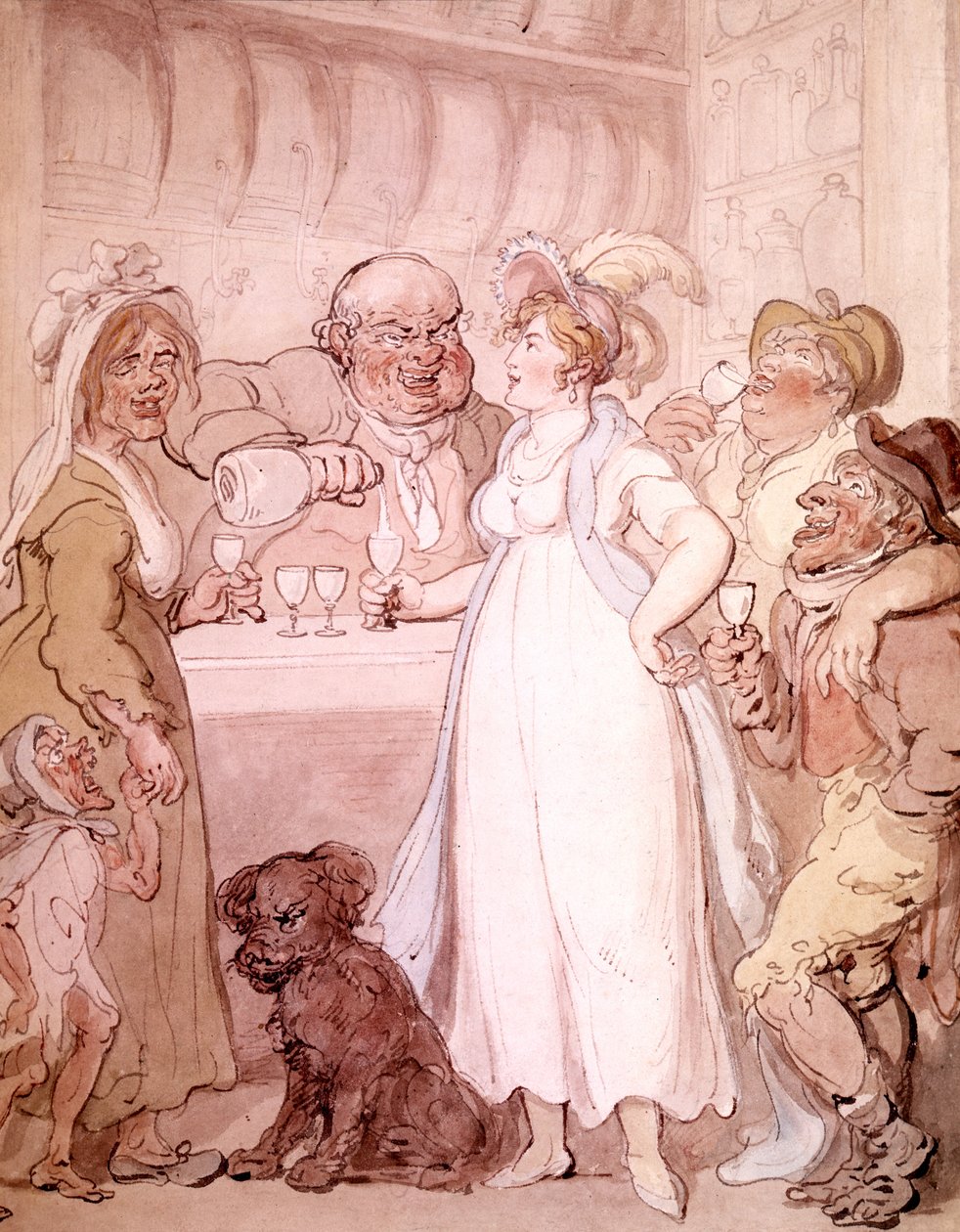 A Gin Shop, 1808-09 körül (akvarell) alkotó: Thomas Rowlandson