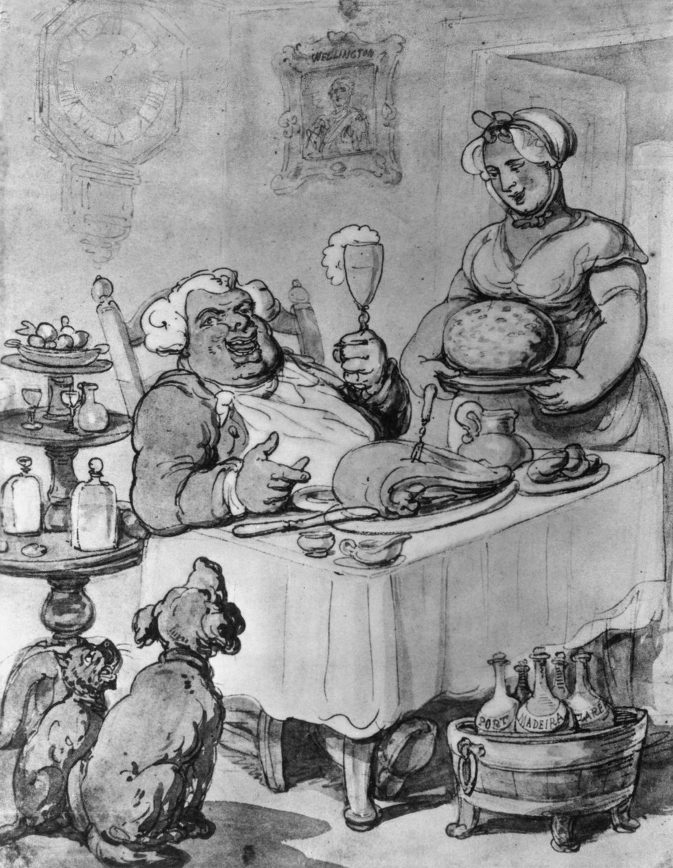 A Good Meal, (fekete-fehér negatív) alkotó: Thomas Rowlandson