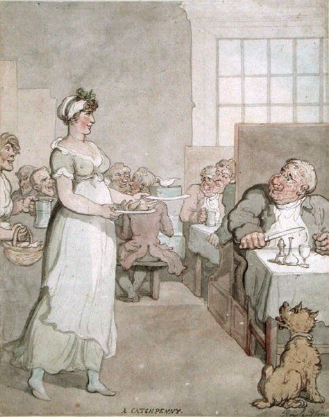 A Penny Slap Bang Shop (toll, tinta és WC papíron) alkotó: Thomas Rowlandson
