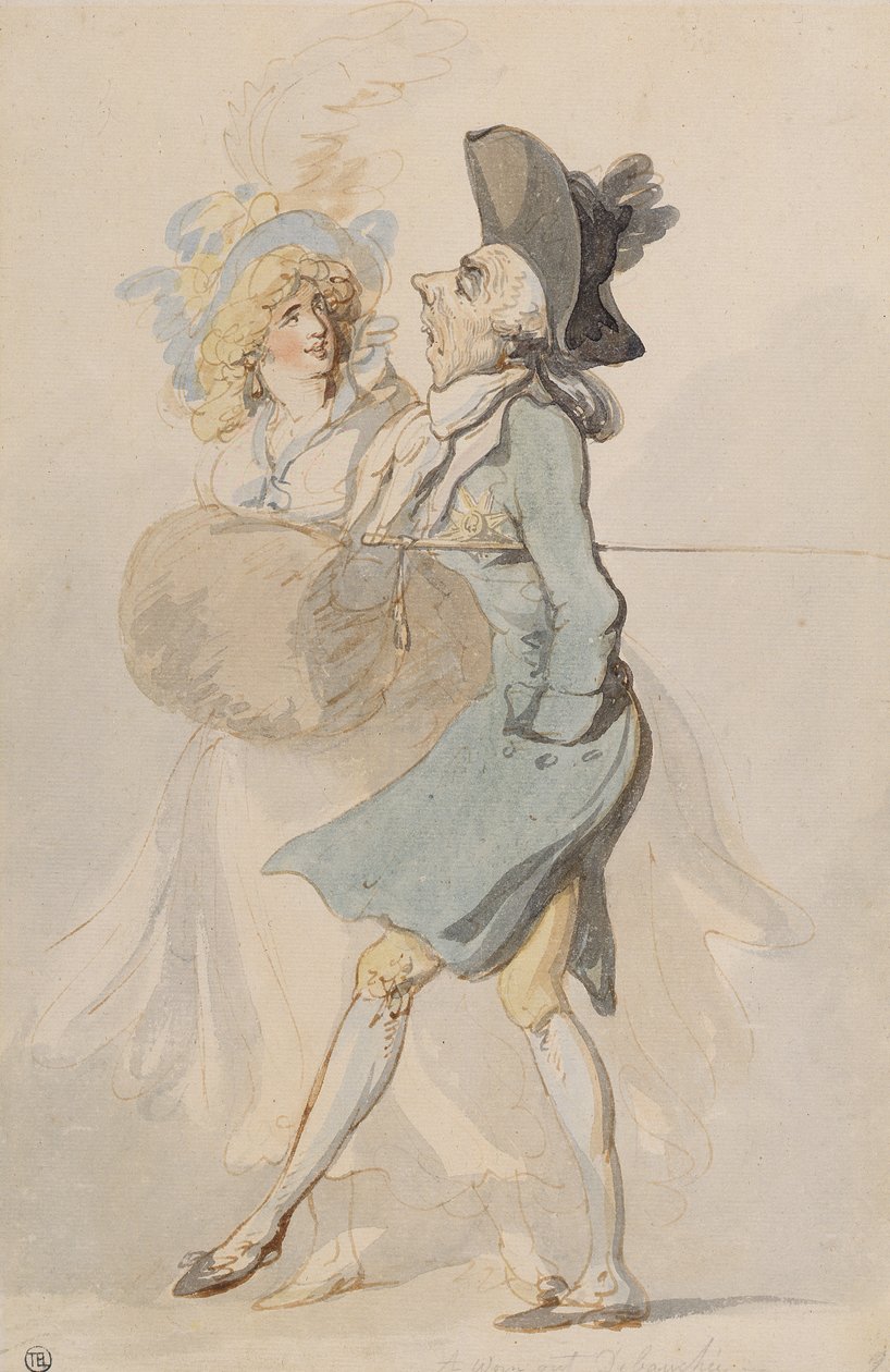 Egy elhasznált debaucher, 1790-1795 körül (toll és tinta, valamint WC fektetett papíron) alkotó: Thomas Rowlandson