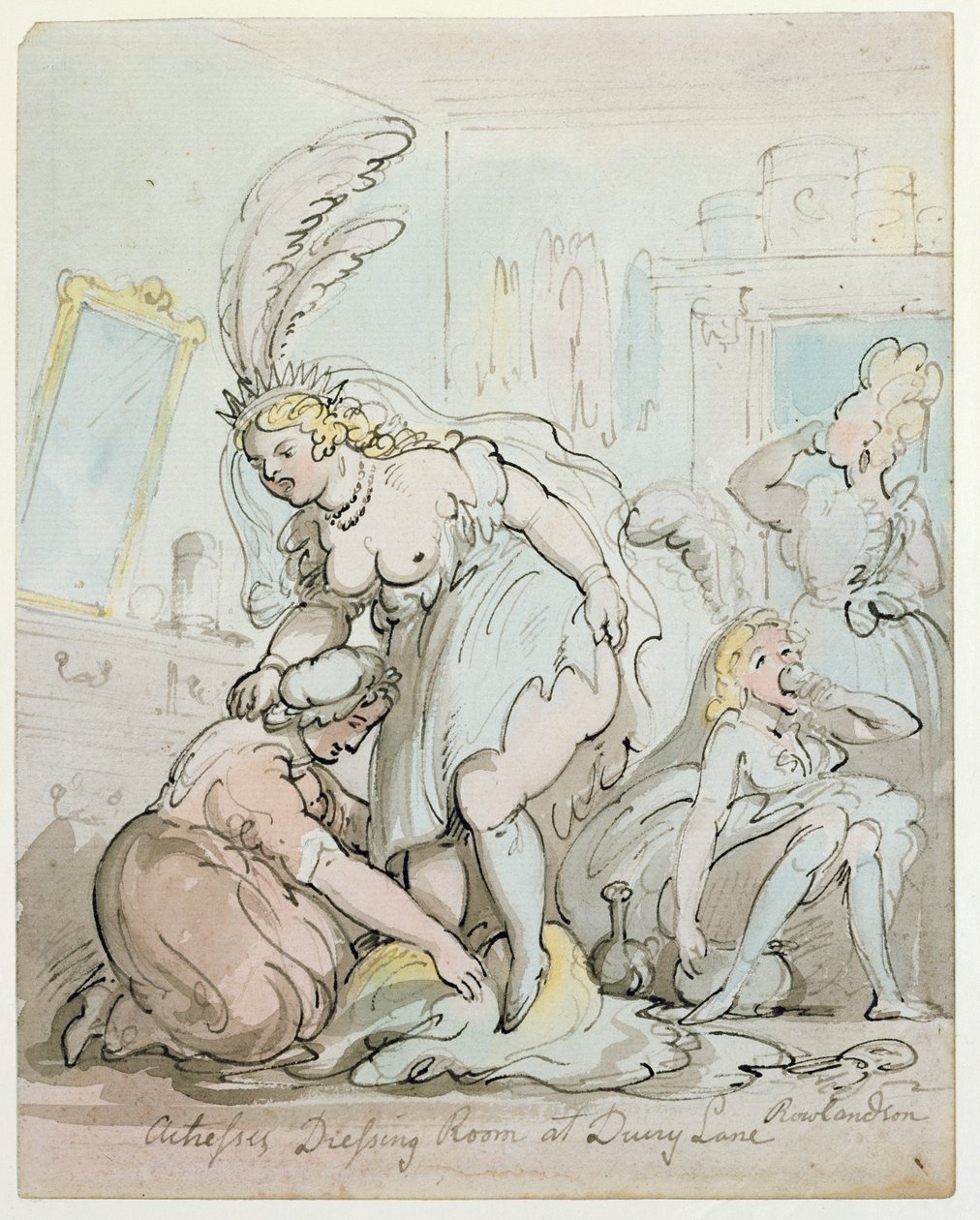 Színésznők öltözője a Drury Lane-ben (toll, tinta és WC papíron) alkotó: Thomas Rowlandson