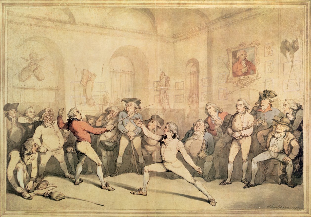 Angelo Vívószobája, kocsma. 1787 (nyomtatott) alkotó: Thomas Rowlandson