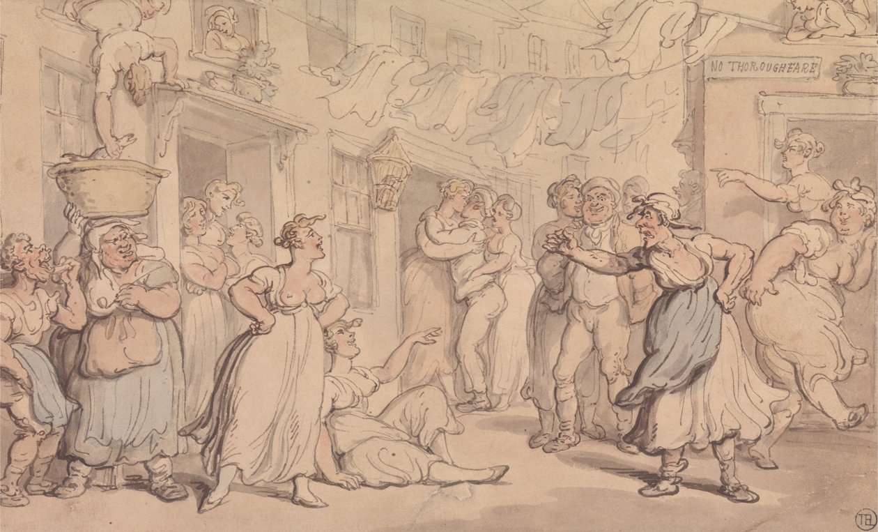 Dühös jelenet egy utcában alkotó: Thomas Rowlandson