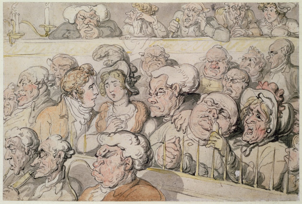 A színházban, a gödörben (toll, wc és ceruza papíron) alkotó: Thomas Rowlandson