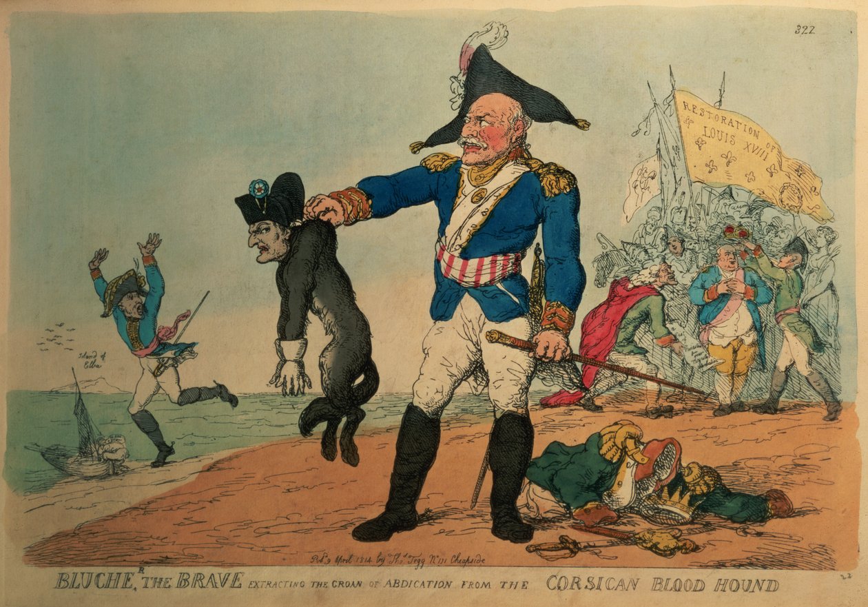 Blucher, a bátor (1742-1819): Kivonja a lemondó nyögést a korzikai vérebből, Napóleonból, alkotó: Thomas Rowlandson
