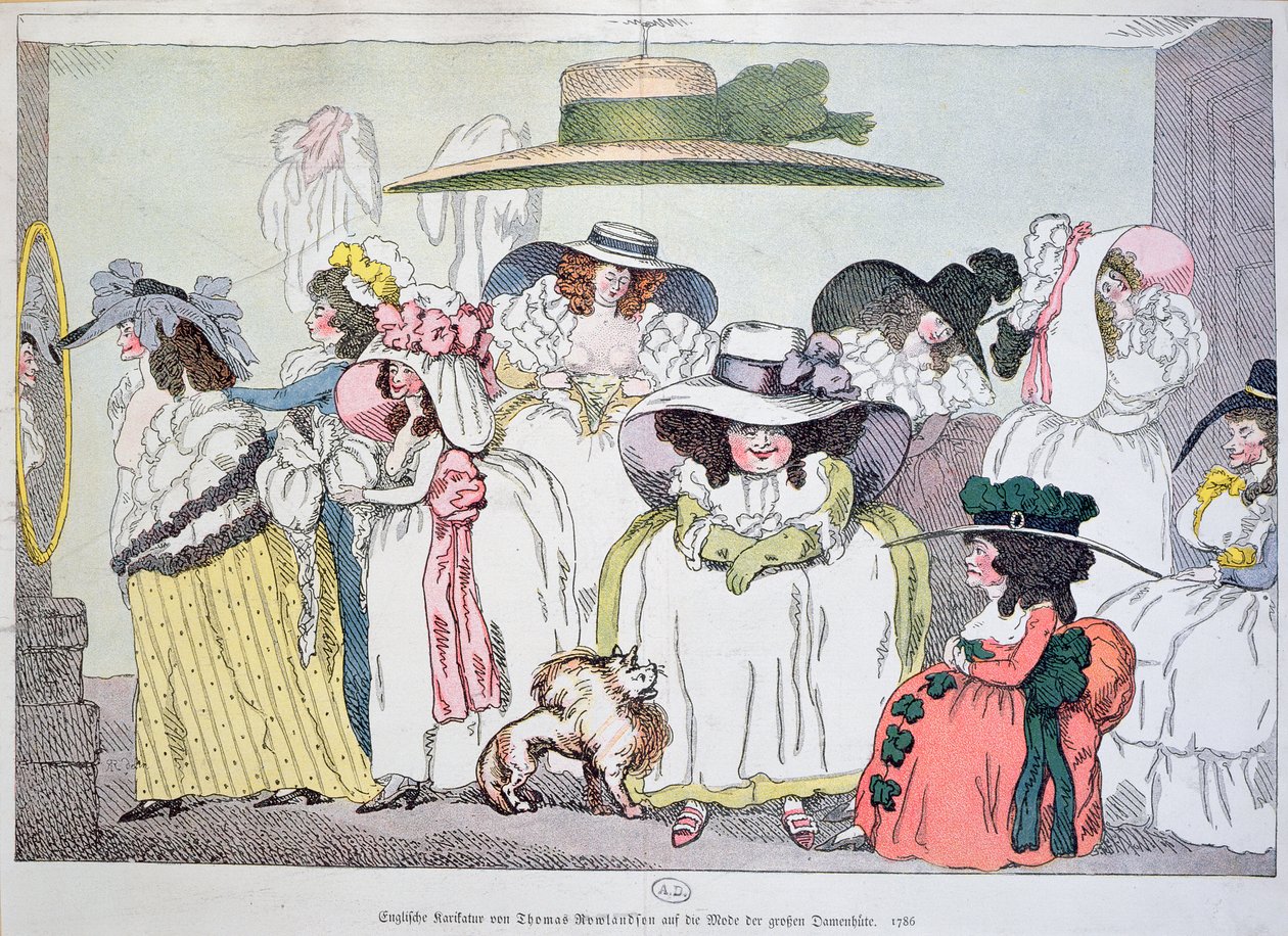 Karikatúra a nagy kalapok divatjáról, 1786 alkotó: Thomas Rowlandson