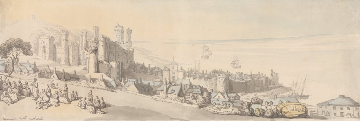 Carnarvon kastély, Észak -Wales alkotó: Thomas Rowlandson