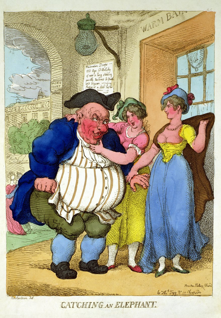 Elefántfogás, 1812 alkotó: Thomas Rowlandson