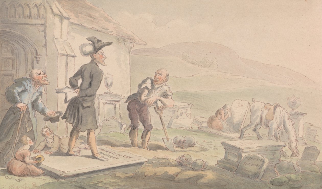Dr. Szintaxis Meditál a sírköveken alkotó: Thomas Rowlandson