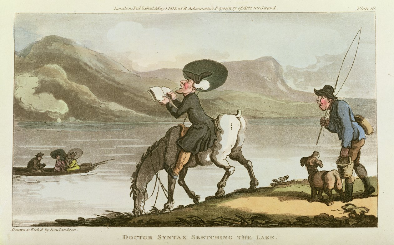 Dr. Syntax a tavat vázolja alkotó: Thomas Rowlandson