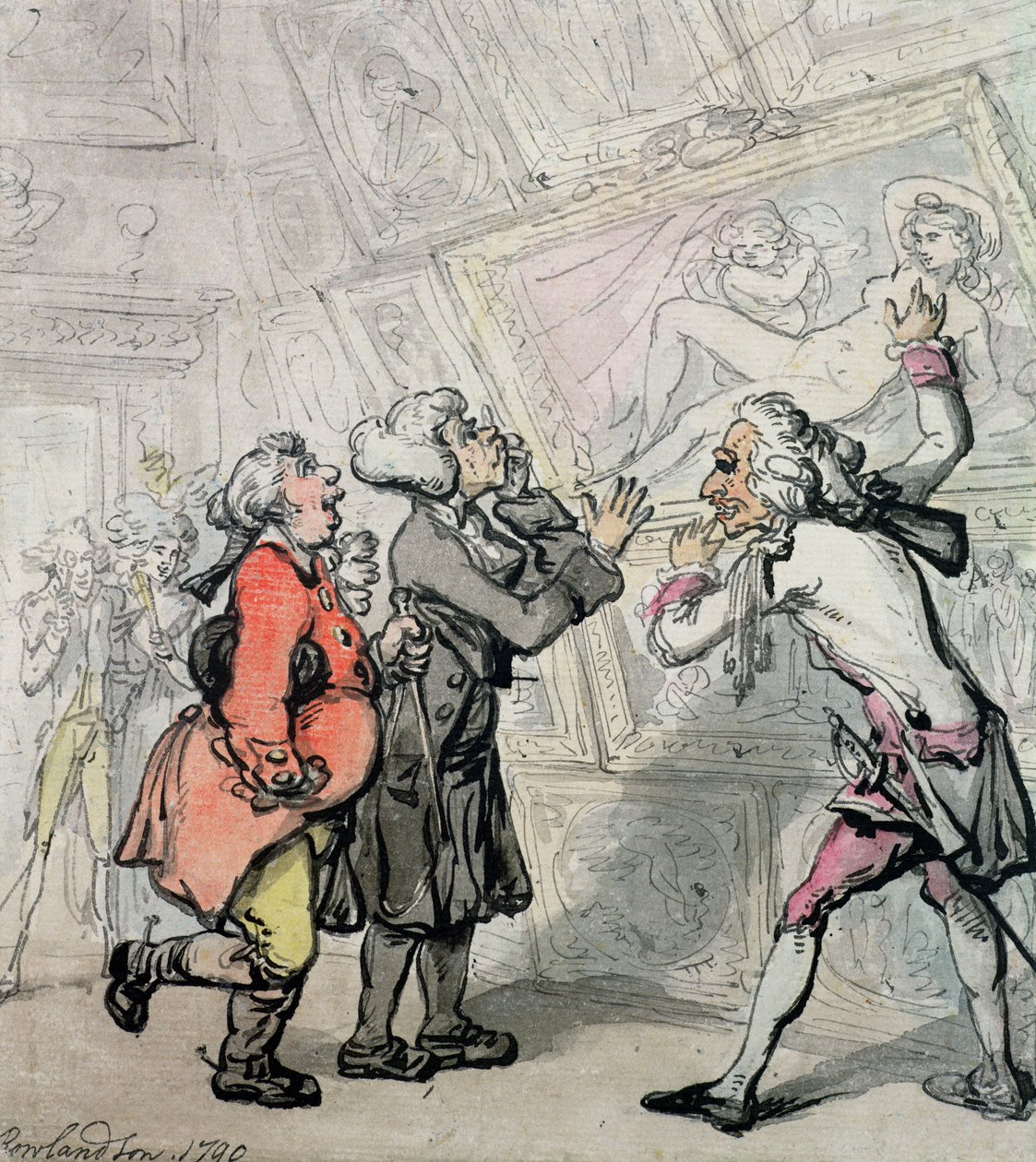 Angolok képeket nézegetnek a nagy körúton, 1790 (tinta és wc papíron) alkotó: Thomas Rowlandson