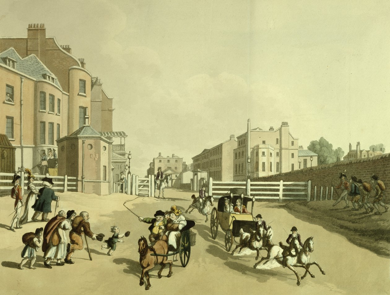 Az Oxford Street bejárata a Tyburn Turnpike-nál, kilátással a Park Lane-re, 1798 alkotó: Thomas Rowlandson