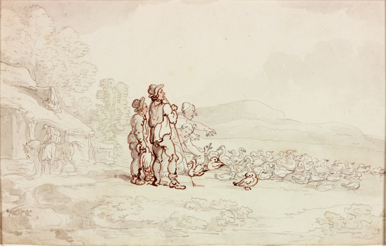 Farm jelenet libarajjal (ceruza és akvarell papíron) alkotó: Thomas Rowlandson