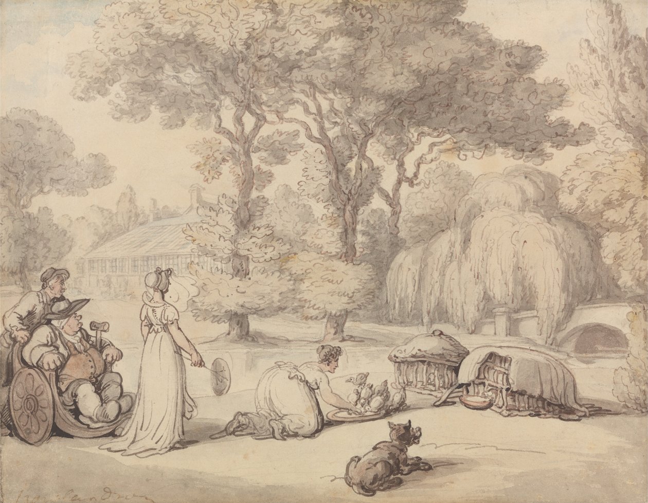 A kiskacsák etetése alkotó: Thomas Rowlandson