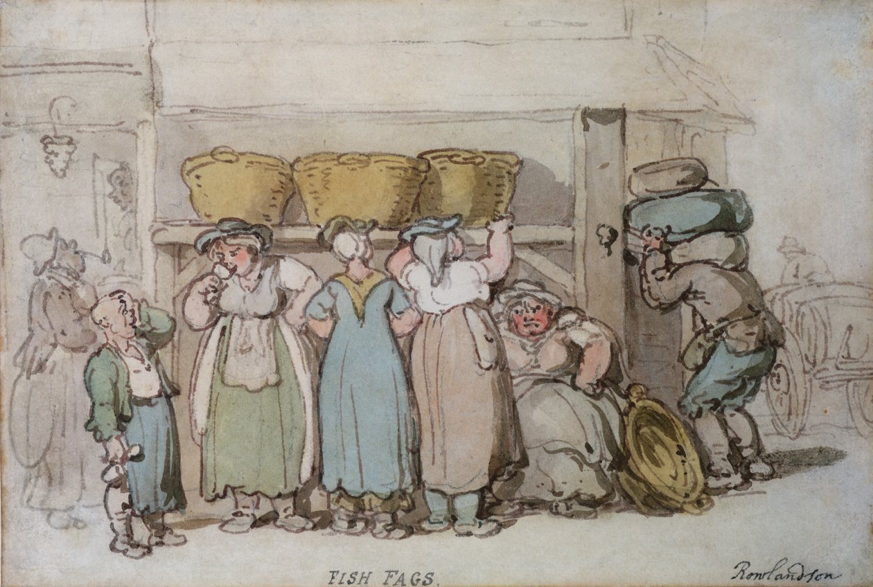Fish Fags (toll, wc és ceruza papíron) alkotó: Thomas Rowlandson