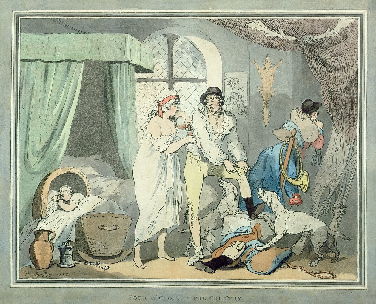 Négy óra Vidéken, kocsma. 1788 (színes rézkarc akvatintával) (125720 pár) alkotó: Thomas Rowlandson