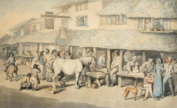 Feltételesen szabadlábra helyezett francia foglyok Bodminban, Cornwallban, 1795 (toll, tinta és WC papíron) alkotó: Thomas Rowlandson
