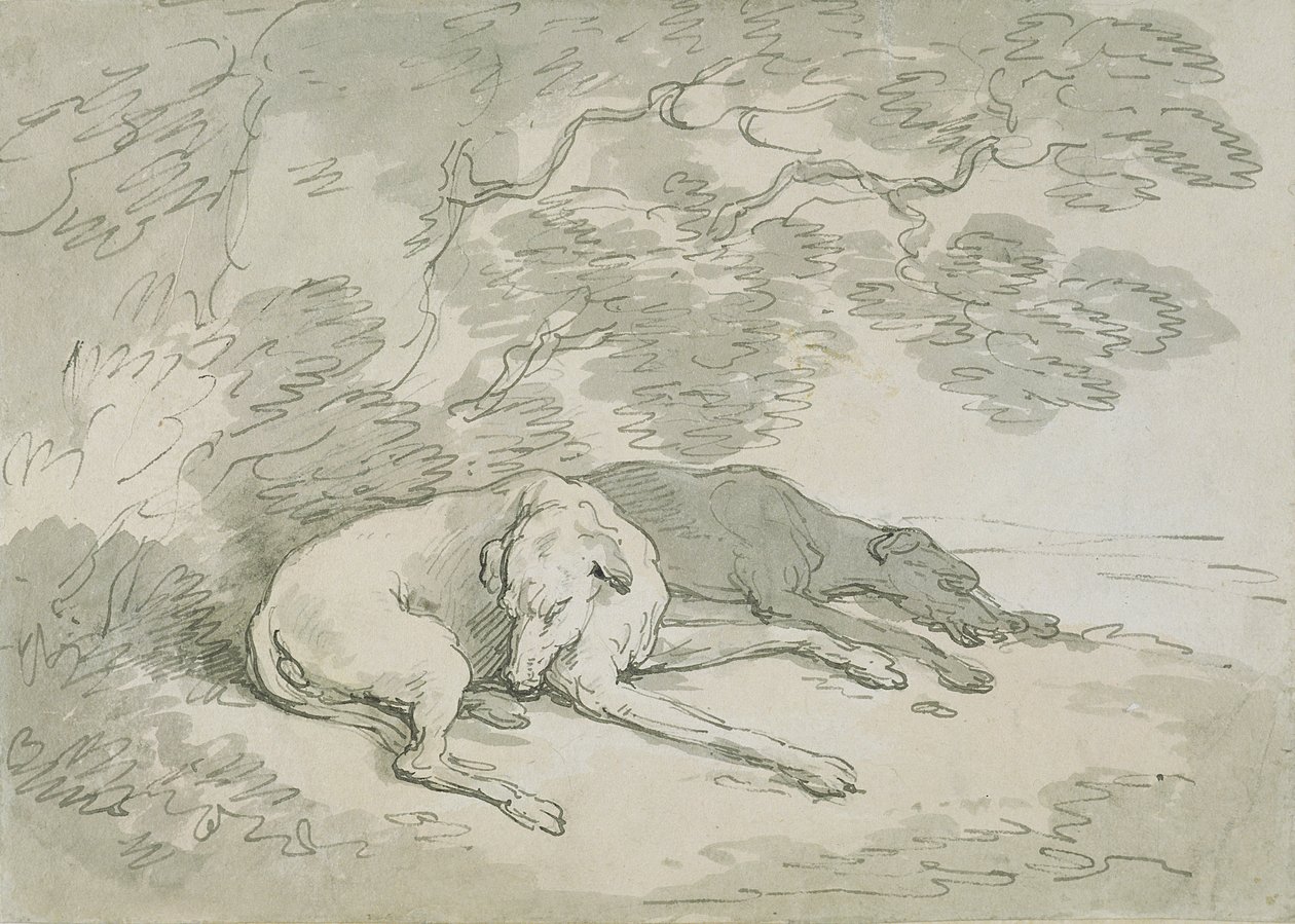 Alvó agarak (toll, tinta és WC papíron) alkotó: Thomas Rowlandson