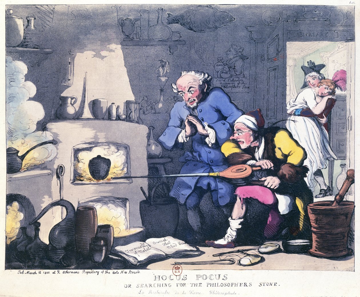 Hókuszpókusz avagy A bölcsek kövének keresése, 1800 márciusában jelent meg alkotó: Thomas Rowlandson