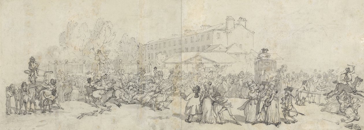 Hyde Park Corner (toll és tinta mosással és grafittal a papíron) alkotó: Thomas Rowlandson