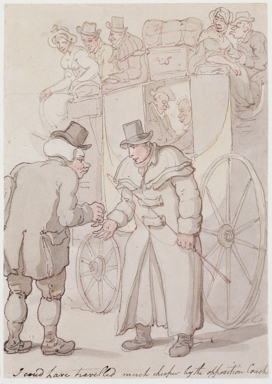 Sokkal olcsóbban utazhattam volna az ellenzéki edzővel (toll és tinta, wc) alkotó: Thomas Rowlandson