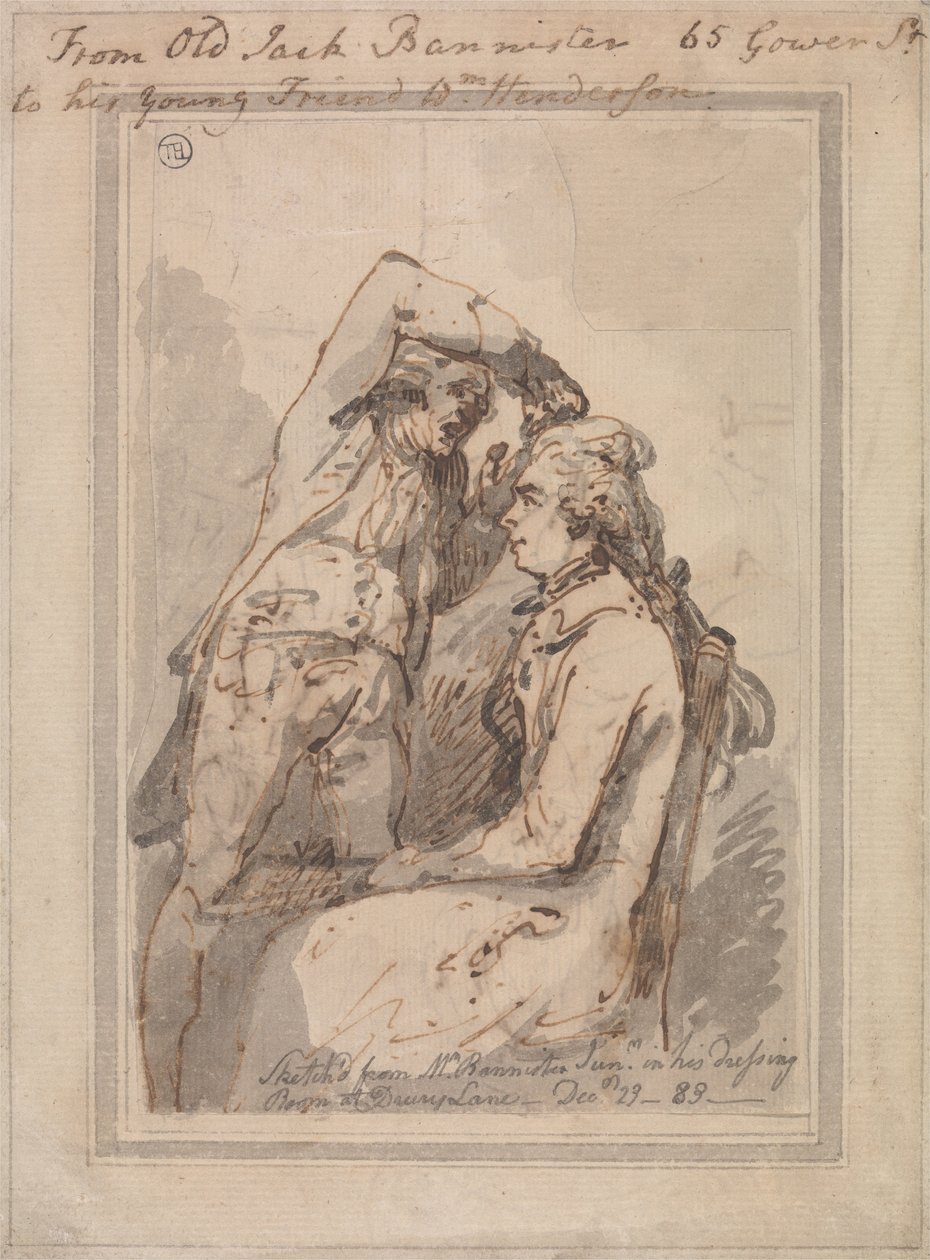 Jack Bannister az öltözőjében alkotó: Thomas Rowlandson