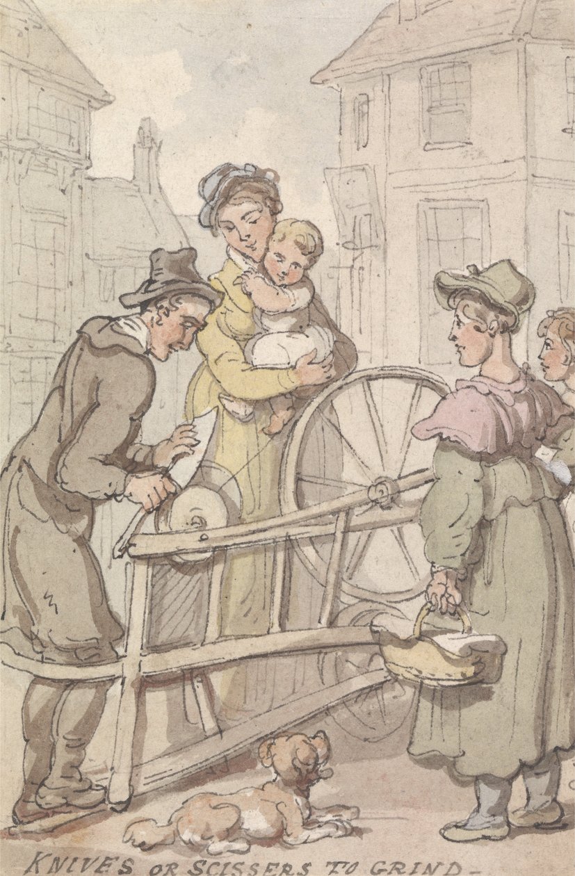 Kések vagy ollók a csiszoláshoz alkotó: Thomas Rowlandson