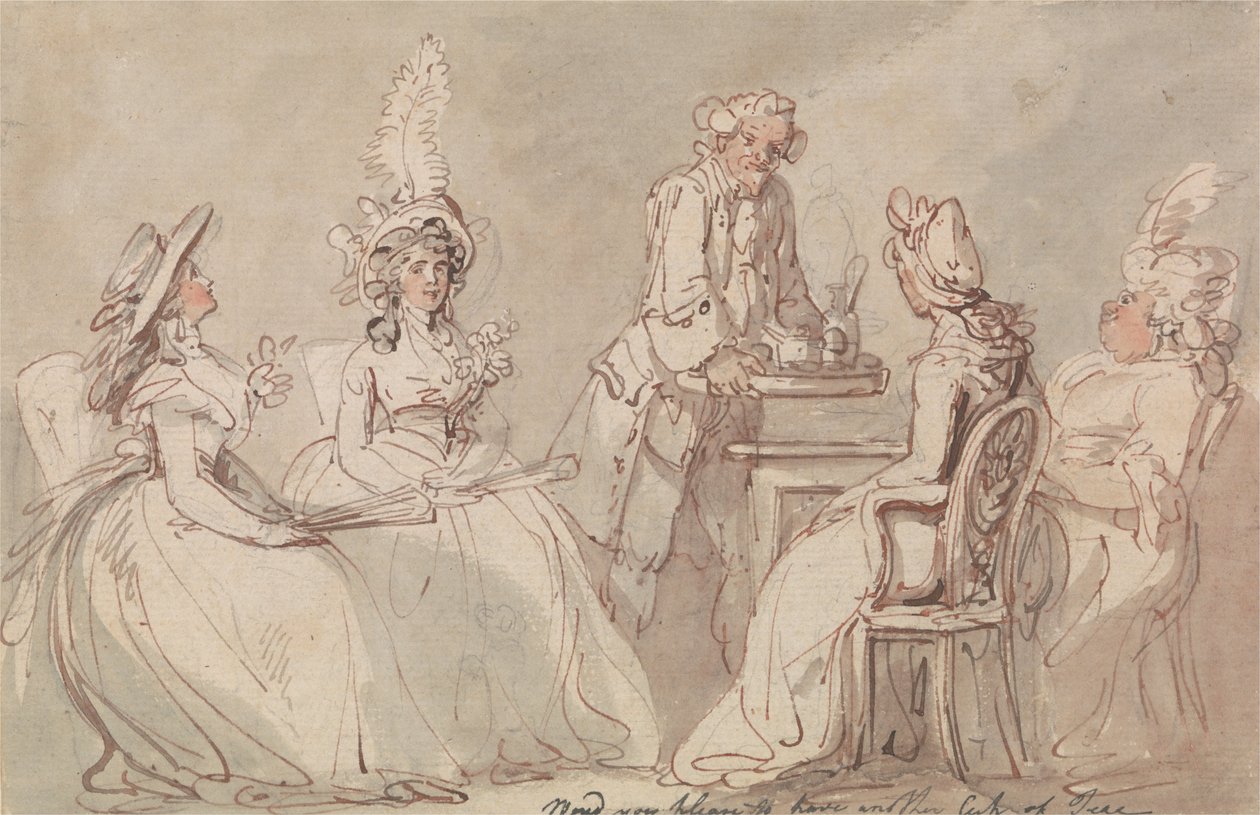 Hölgyeim a Tea -nál alkotó: Thomas Rowlandson