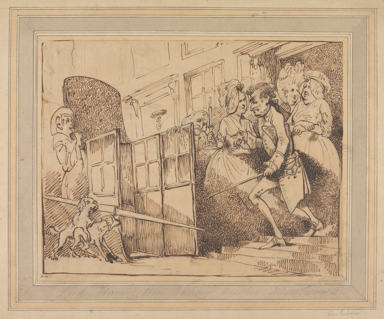 Lord Harrington elhagyja Matthews anyát alkotó: Thomas Rowlandson
