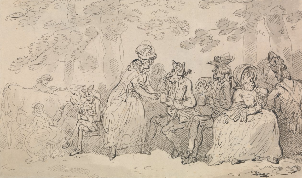Tejkisasszonyok és úriemberek a St. Jamess Parkban alkotó: Thomas Rowlandson