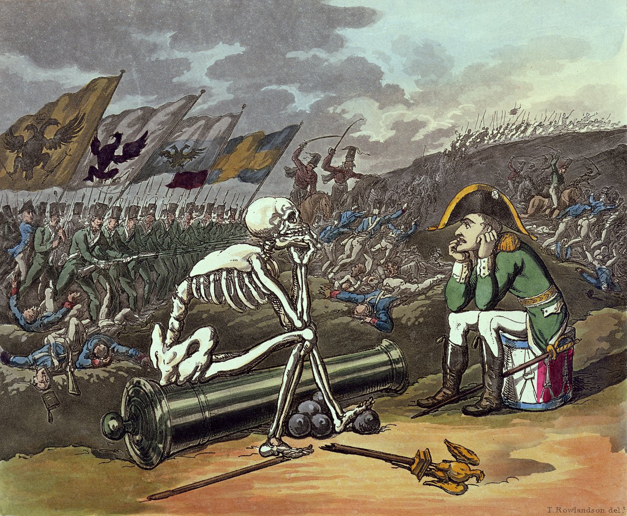 Napóleon és csontváz, 18. (színes litográfia) alkotó: Thomas Rowlandson