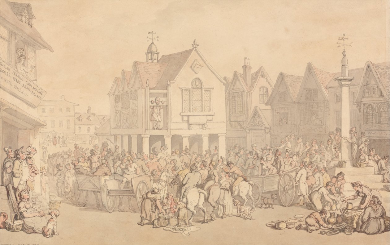 Newbury piactér, Berkshire alkotó: Thomas Rowlandson