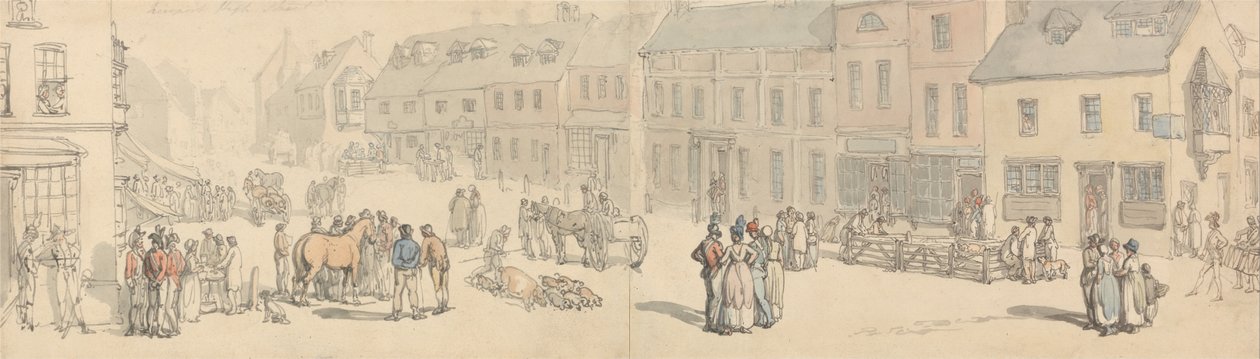 Newport High Street, Wight -sziget alkotó: Thomas Rowlandson