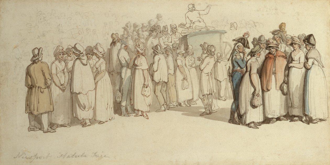 Newport Statute Fair (ceruza, toll, tinta és WC papíron) alkotó: Thomas Rowlandson