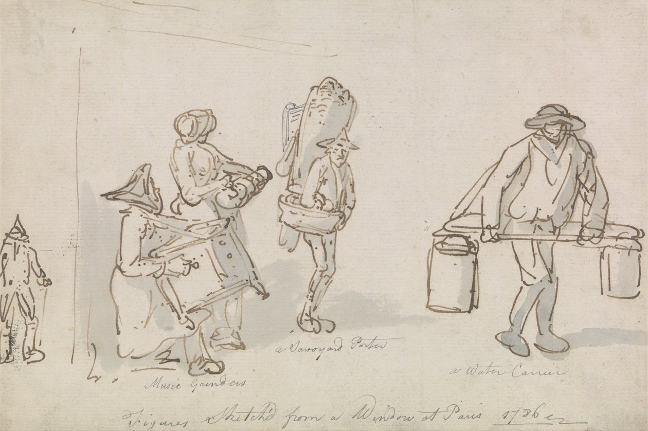 Párizsi utcai figurák alkotó: Thomas Rowlandson