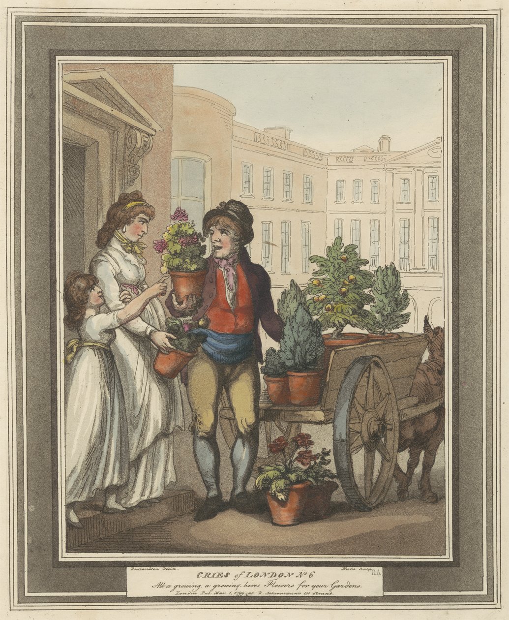 5. tábla a Cries of Londonból, 1799 (kézzel színezett rézkarc) alkotó: Thomas Rowlandson