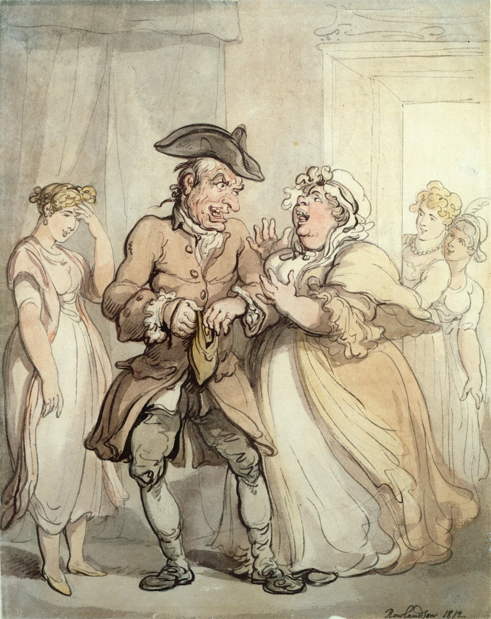 Előbb az élvezet, majd a fizetés, 1812 (toll, wc és ceruza, papír) alkotó: Thomas Rowlandson