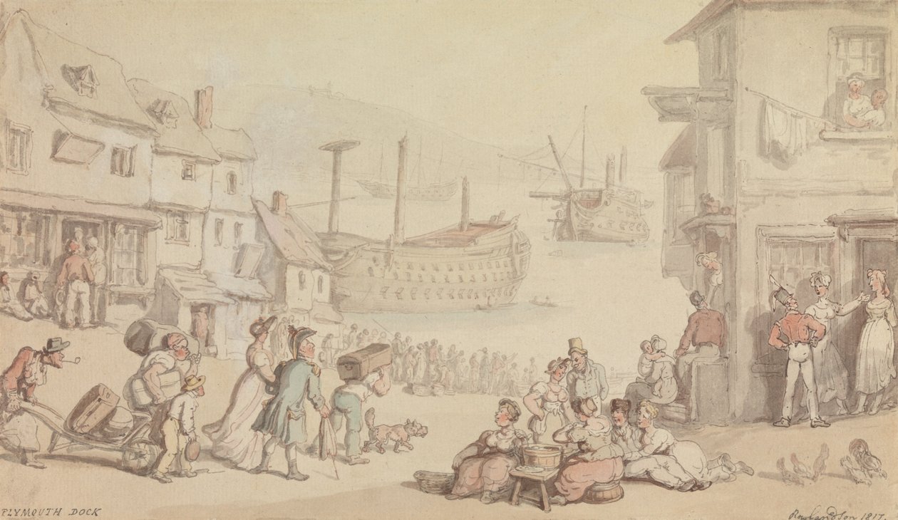 Plymouth -i dokk alkotó: Thomas Rowlandson