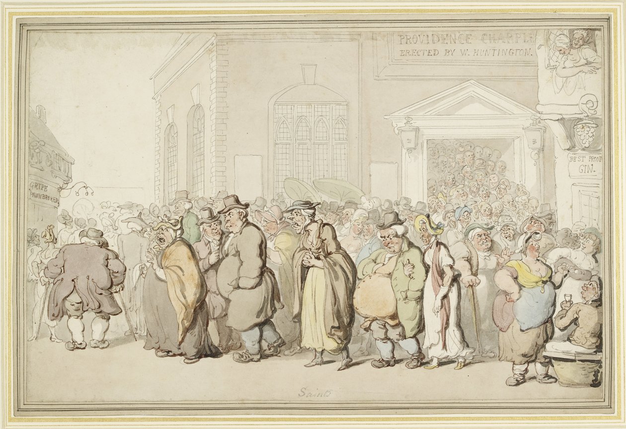 Providence Chapel (toll és fekete-barna tinta és akvarell, halvány grafitos jelzések) alkotó: Thomas Rowlandson