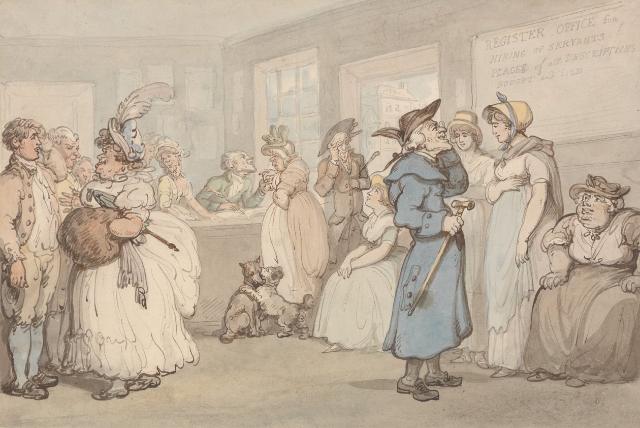 Cselédfelvételi nyilvántartó iroda alkotó: Thomas Rowlandson