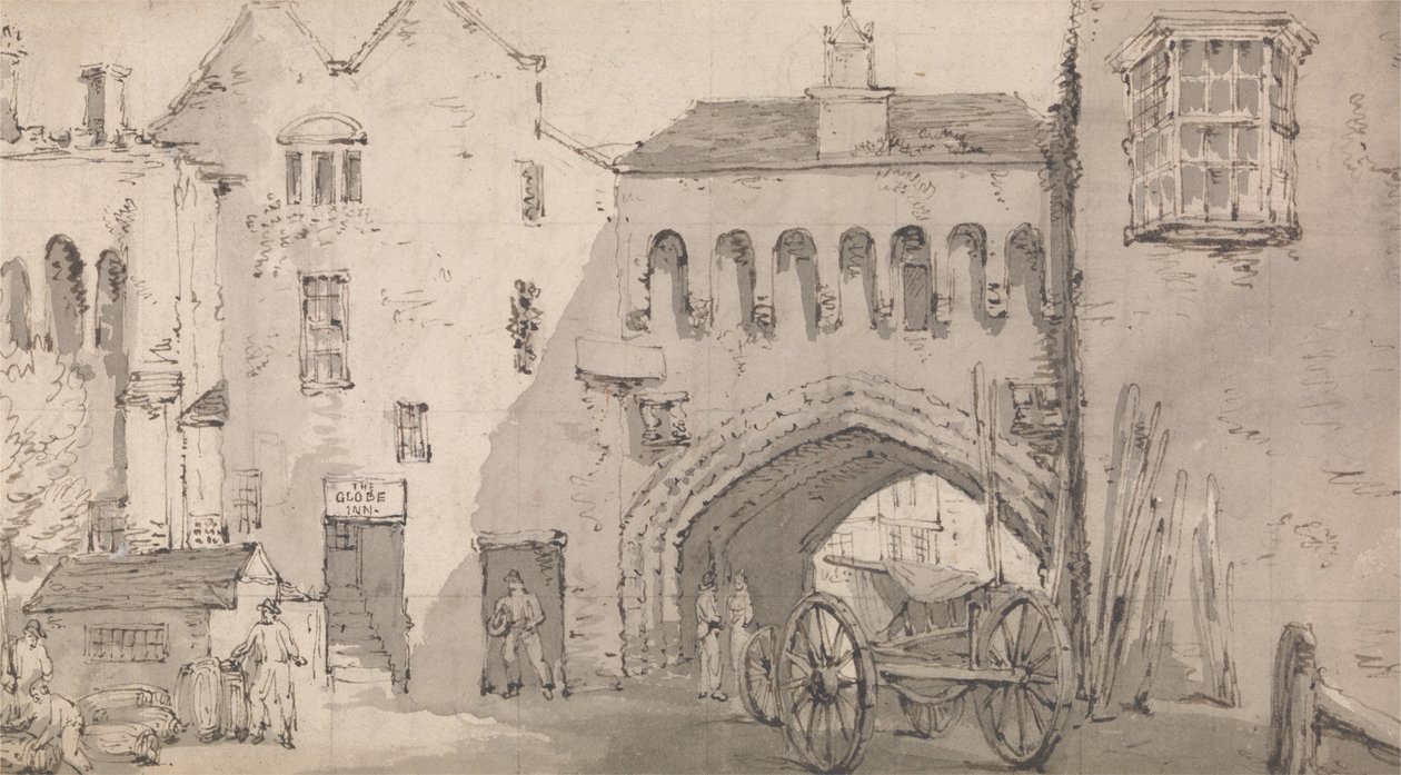 Southampton, a Watergate és a Globe Inn alkotó: Thomas Rowlandson