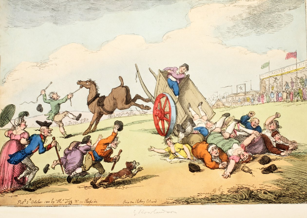 Egy megyei vásár sportja, 1810 (kézzel színezett metszet) alkotó: Thomas Rowlandson