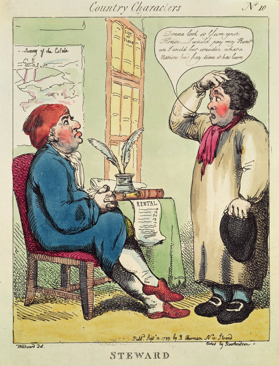 Steward, a Country Characters című sorozatból, 1799 (rézkarc wc-vel) alkotó: Thomas Rowlandson