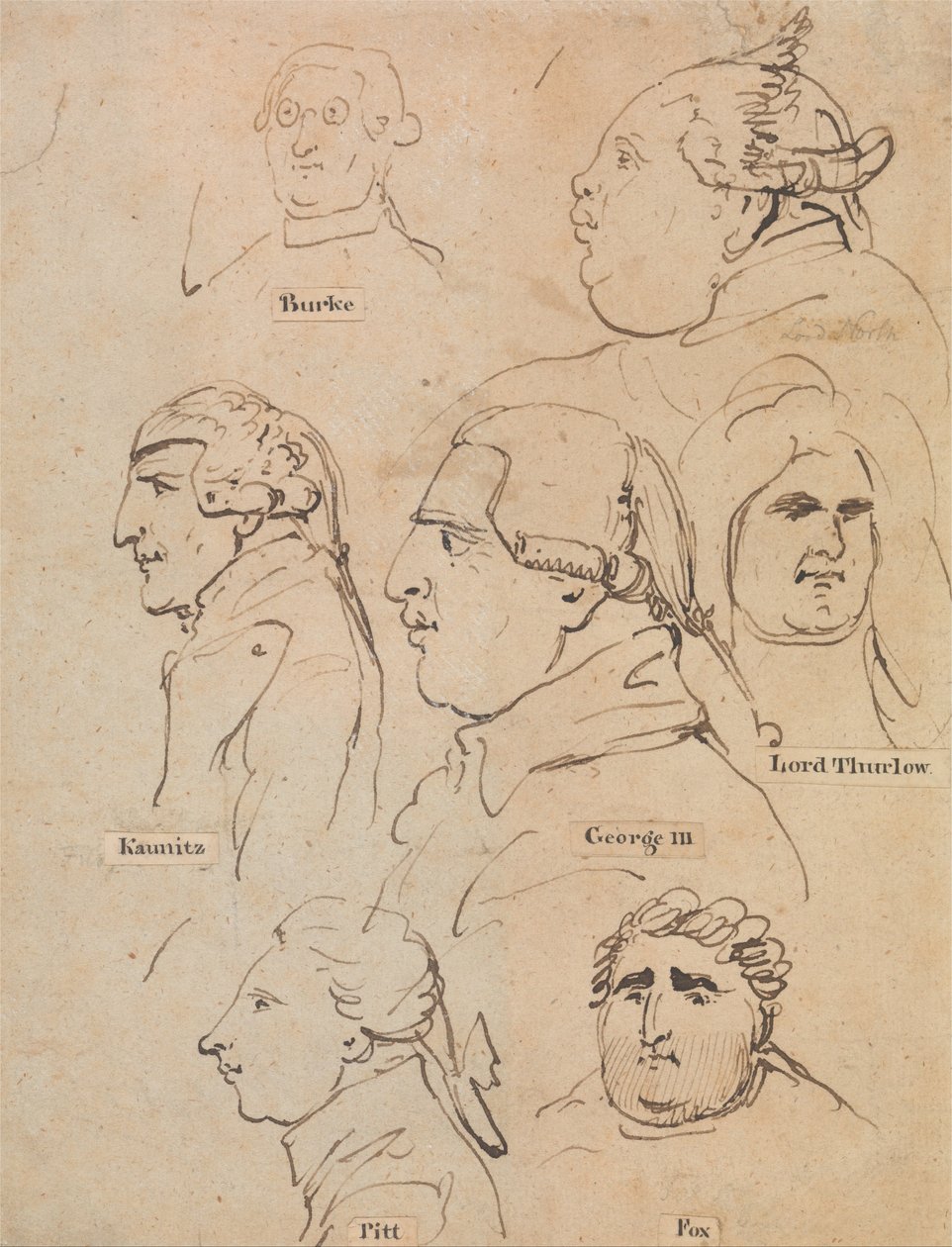 György és államférfiak tanulmányai alkotó: Thomas Rowlandson